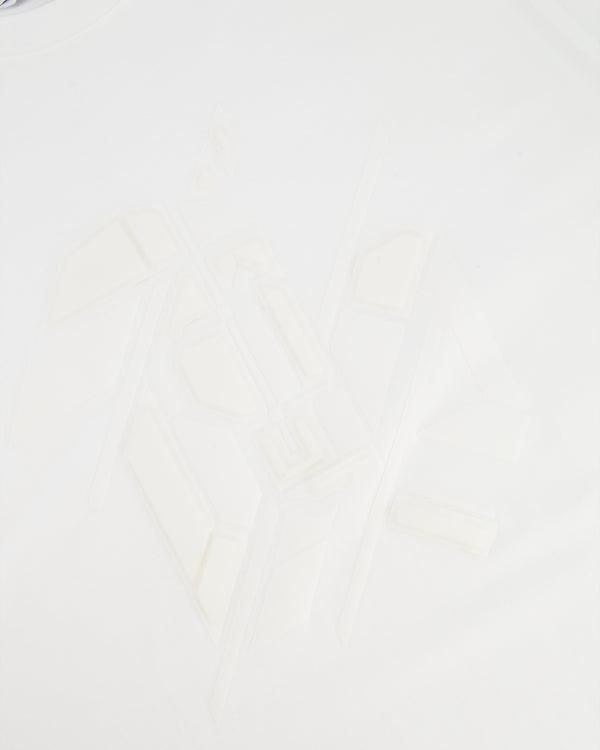 Hermès Menswear White T-Shirt with Abstract Textured Print Detail Size L