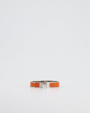 Hermès Clic H Bracelet in Orange Enamel with Palladium Hardware Size 0 RRP £590