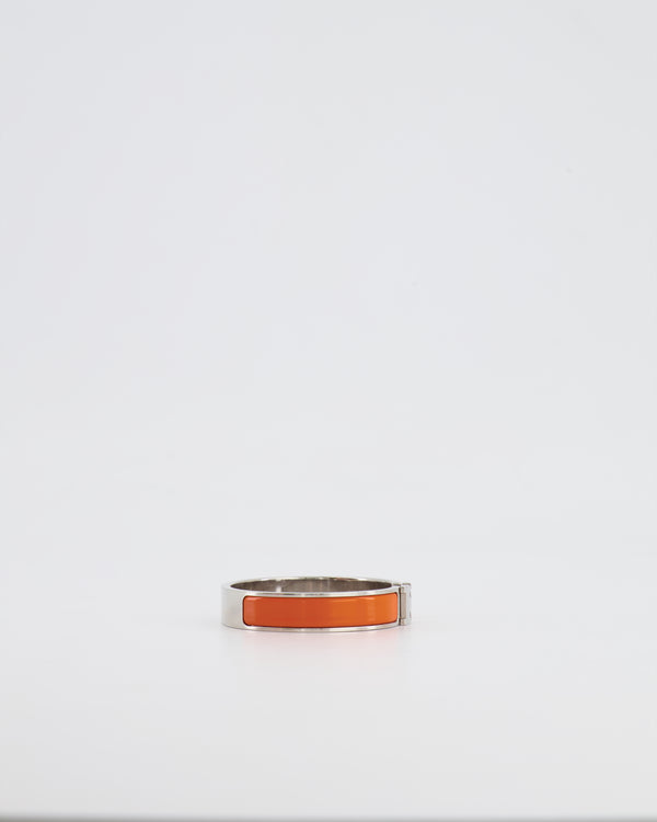 Hermès Clic H Bracelet in Orange Enamel with Palladium Hardware Size 0 RRP £590
