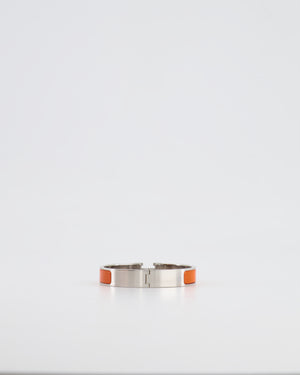 Hermès Clic H Bracelet in Orange Enamel with Palladium Hardware Size 0 RRP £590