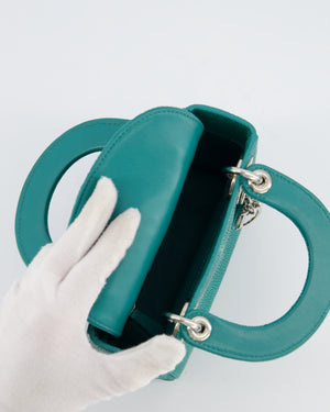Christian Dior Mini Lady Dior Bag in Teal Sting Ray Leather with Silver Hardware