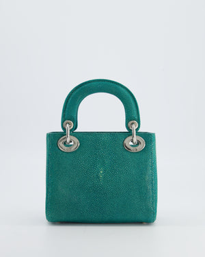 Christian Dior Mini Lady Dior Bag in Teal Sting Ray Leather with Silver Hardware