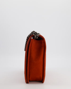 Chanel Large Red Boy Bag in Nubuck Leather with Ruthenium Hardware
