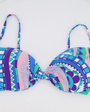 Emilio Pucci Blue and Multicolour Two Piece Bikini Set Size IT 44 (UK 12)