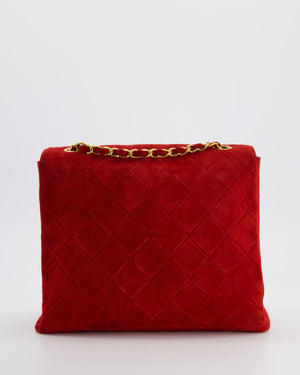 *RARE & HOT* Chanel Red Vintage Quilted Single Flap Shoulder Bag in Suede with 24K Gold Hardware
