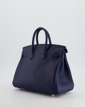 Hermès Birkin 25 Retourne Bag in Bleu Nuit Swift Leather with Palladium Hardware