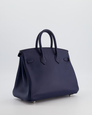 Hermès Birkin 25 Retourne Bag in Bleu Nuit Swift Leather with Palladium Hardware