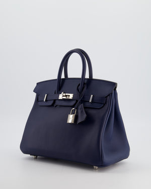 Hermès Birkin 25 Retourne Bag in Bleu Nuit Swift Leather with Palladium Hardware