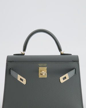 *RARE* Hermès Mini Kelly II 20 Bag in Vert Amande Epsom Leather with Permabrass Hardware
