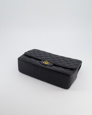 Chanel Black Jumbo Classic Single Flap Bag in Caviar Leather with Gold Hardware