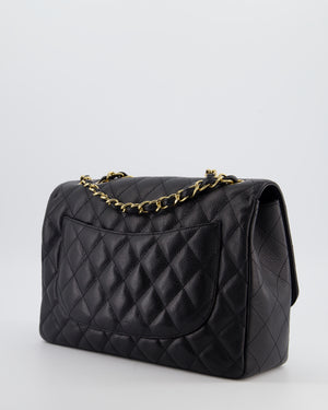 Chanel Black Jumbo Classic Single Flap Bag in Caviar Leather with Gold Hardware