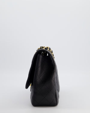 Chanel Black Jumbo Classic Single Flap Bag in Caviar Leather with Gold Hardware