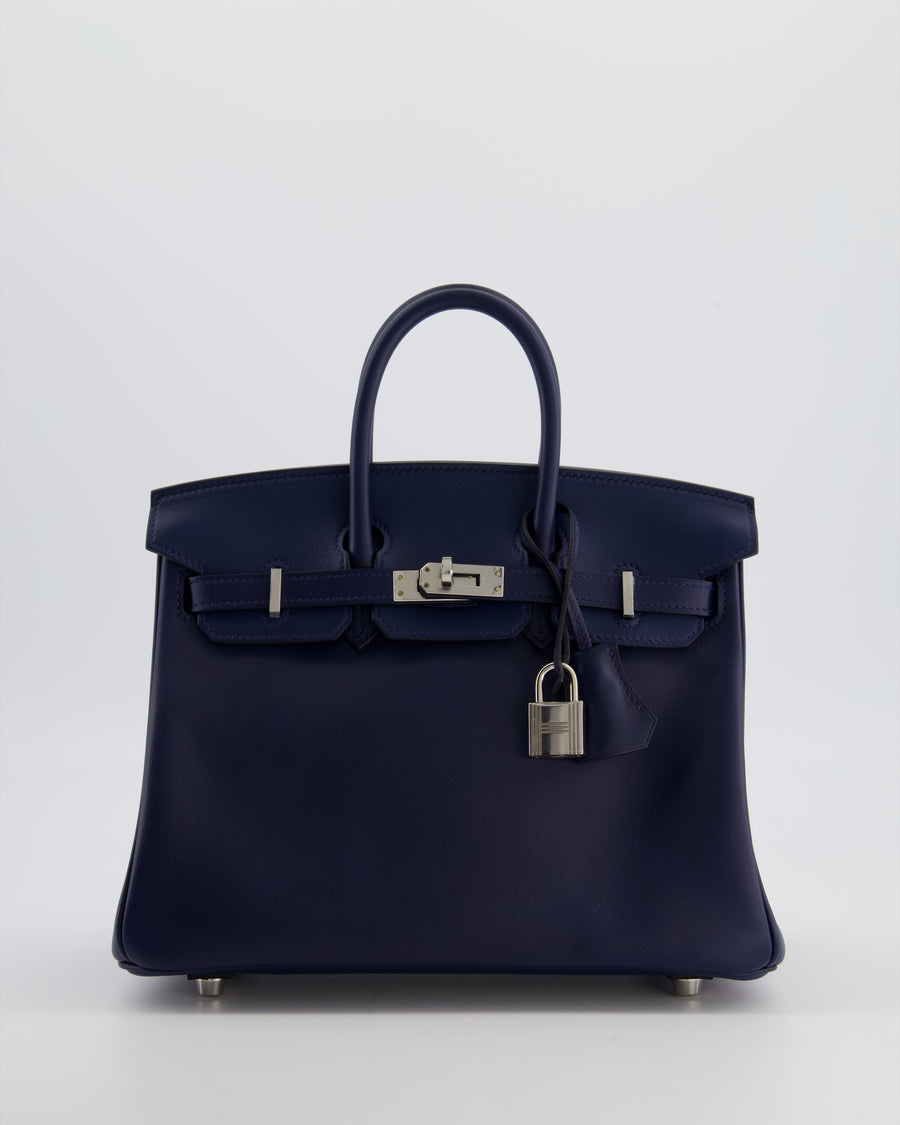Hermès Birkin 25 Retourne Bag in Bleu Nuit Swift Leather with Palladium Hardware