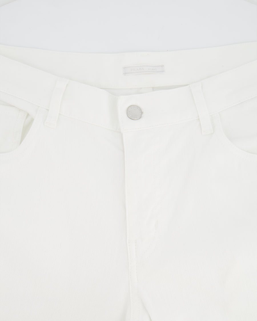 Prada Menswear White Tapered Fit Jeans with Logo Size 33