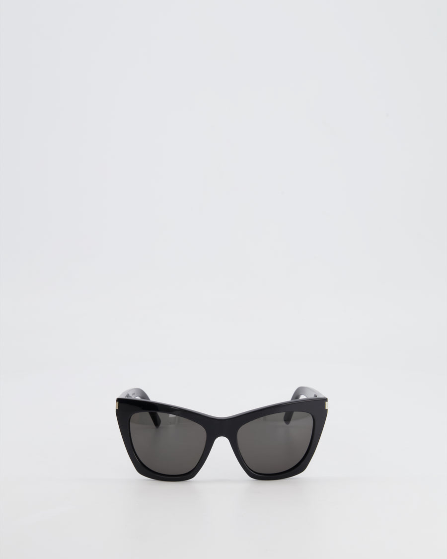 Saint Laurent Black Cat Eye Sunglasses with Engraved Logo Detail