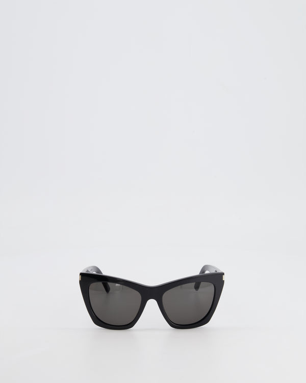Saint Laurent Black Cat Eye Sunglasses with Engraved Logo Detail