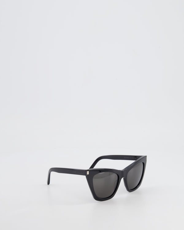Saint Laurent Black Cat Eye Sunglasses with Engraved Logo Detail