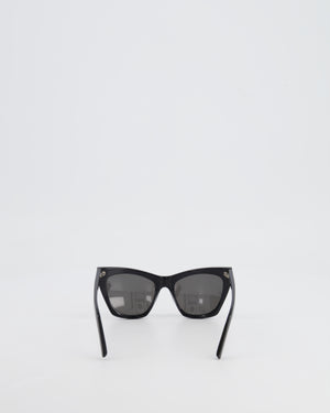 Saint Laurent Black Cat Eye Sunglasses with Engraved Logo Detail