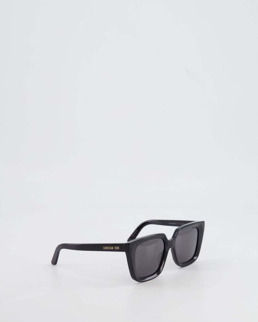 Christian Dior Black Square Sunglasses with Gold Logo Detail