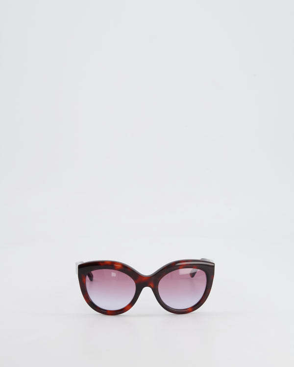 Balenciaga Tortoiseshell Burgundy Sunglasses with Small Engraved Logo Detail