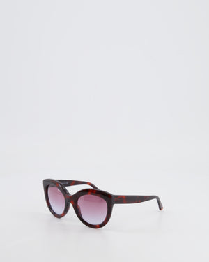 Balenciaga Tortoiseshell Burgundy Sunglasses with Small Engraved Logo Detail