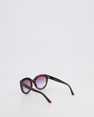 Balenciaga Tortoiseshell Burgundy Sunglasses with Small Engraved Logo Detail