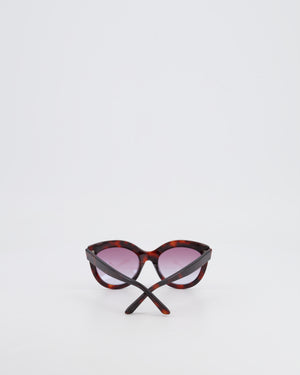 Balenciaga Tortoiseshell Burgundy Sunglasses with Small Engraved Logo Detail