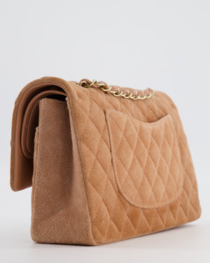 Chanel Caramel Medium Classic Double Flap Bag in Suede Leather with Champagne Gold Hardware