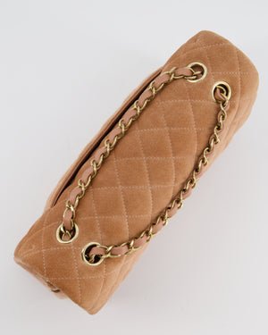 Chanel Caramel Medium Classic Double Flap Bag in Suede Leather with Champagne Gold Hardware