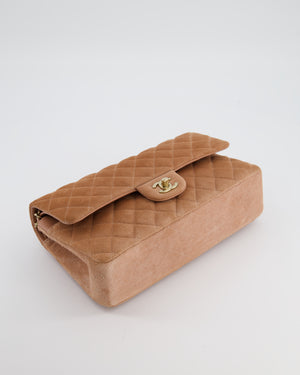 Chanel Caramel Medium Classic Double Flap Bag in Suede Leather with Champagne Gold Hardware