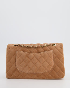Chanel Caramel Medium Classic Double Flap Bag in Suede Leather with Champagne Gold Hardware
