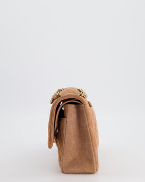 Chanel Caramel Medium Classic Double Flap Bag in Suede Leather with Champagne Gold Hardware