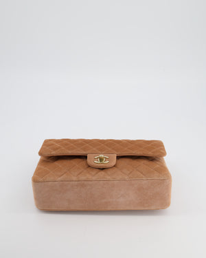 Chanel Caramel Medium Classic Double Flap Bag in Suede Leather with Champagne Gold Hardware