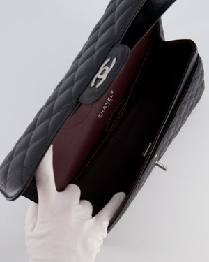 Chanel Black Jumbo Classic Double Flap Bag in Caviar Leather with Silver Hardware