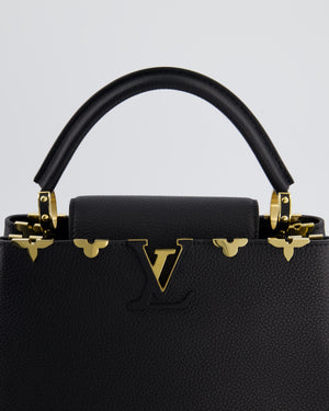 Louis Vuitton Black Capucines MM Bag in Taurillon Leather with Gold Hardware