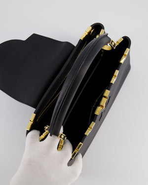 Louis Vuitton Black Capucines MM Bag in Taurillon Leather with Gold Hardware