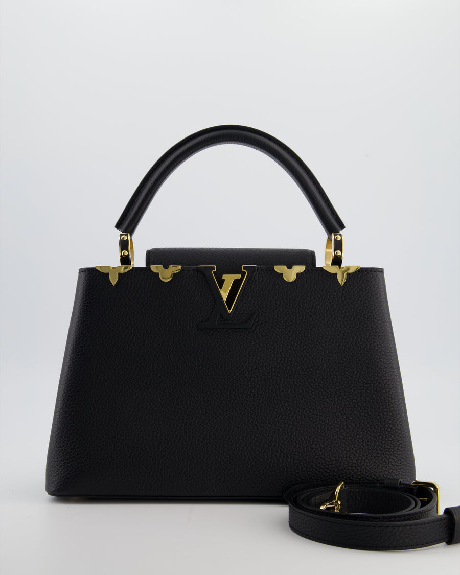 Louis Vuitton Black Capucines MM Bag in Taurillon Leather with Gold Hardware