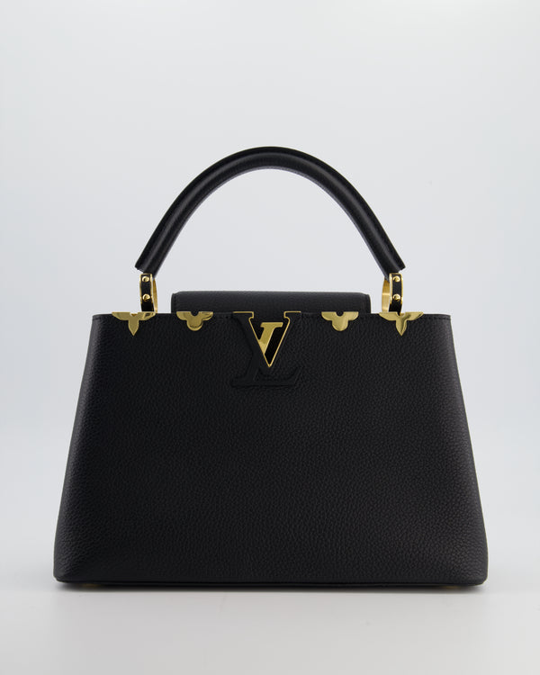 Louis Vuitton Black Capucines MM Bag in Taurillon Leather with Gold Hardware