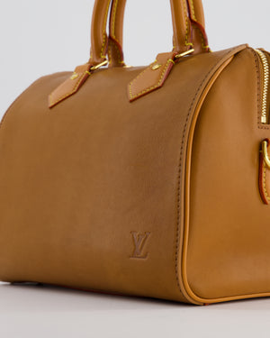 Louis Vuitton Tan Speedy 25 in Bag in Millesime Leather with Gold Hardware