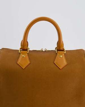 Louis Vuitton Tan Speedy 25 in Bag in Millesime Leather with Gold Hardware