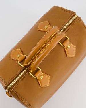 Louis Vuitton Tan Speedy 25 in Bag in Millesime Leather with Gold Hardware