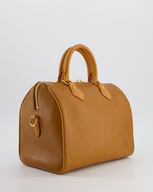 Louis Vuitton Tan Speedy 25 in Bag in Millesime Leather with Gold Hardware