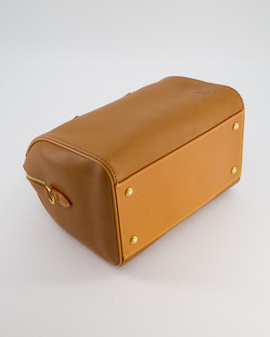 Louis Vuitton Tan Speedy 25 in Bag in Millesime Leather with Gold Hardware