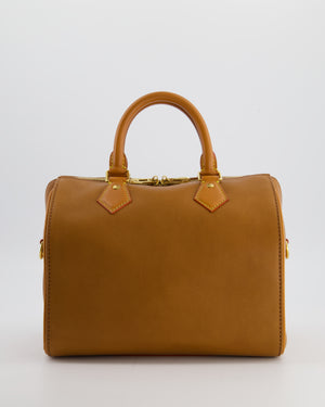 Louis Vuitton Tan Speedy 25 in Bag in Millesime Leather with Gold Hardware
