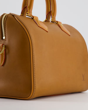 Louis Vuitton Tan Speedy 25 in Bag in Millesime Leather with Gold Hardware