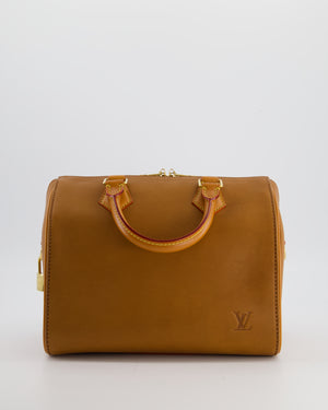 Louis Vuitton Tan Speedy 25 in Bag in Millesime Leather with Gold Hardware