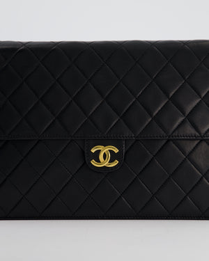 Chanel Black Vintage Classic Flap Bag in Lambskin Leather with Gold Hardware