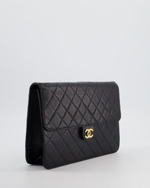 Chanel Black Vintage Classic Flap Bag in Lambskin Leather with Gold Hardware