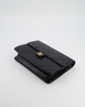 Chanel Black Vintage Classic Flap Bag in Lambskin Leather with Gold Hardware