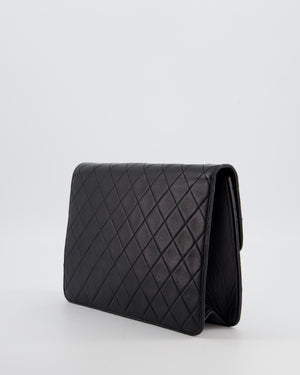 Chanel Black Vintage Classic Flap Bag in Lambskin Leather with Gold Hardware